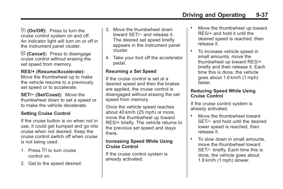 Driving and operating 9-37 | Buick 2011 Regal User Manual | Page 225 / 360