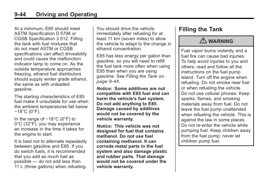 Filling the tank, Filling the tank -44 | Buick 2011 Regal User Manual | Page 232 / 360