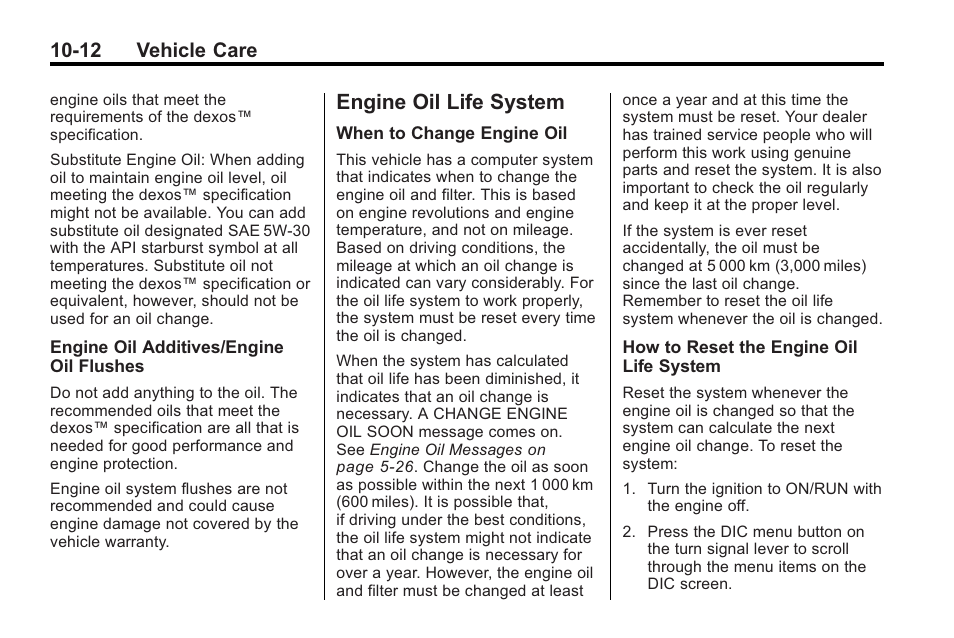 Engine oil life system, Engine oil life system -12, Headlamp | 12 vehicle care | Buick 2011 Regal User Manual | Page 248 / 360