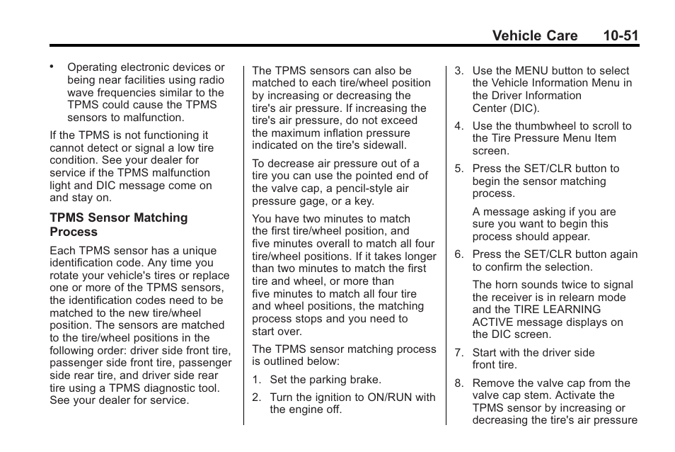 Vehicle care 10-51 | Buick 2011 Regal User Manual | Page 287 / 360