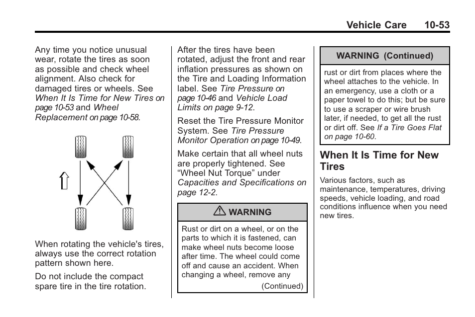 When it is time for new tires, When it is time for new, Tires -53 | Appearance | Buick 2011 Regal User Manual | Page 289 / 360