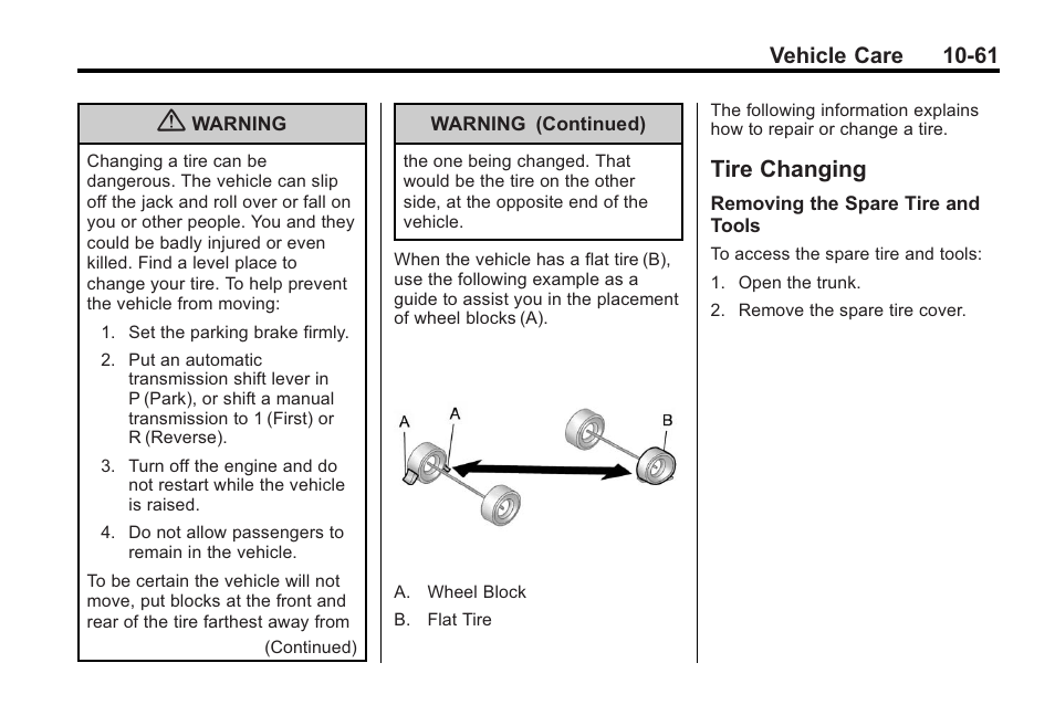 Tire changing, Ire changing -61, These | Vehicle care 10-61 | Buick 2011 Regal User Manual | Page 297 / 360