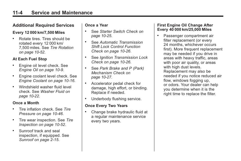 4 service and maintenance, Additional required services | Buick 2011 Regal User Manual | Page 320 / 360