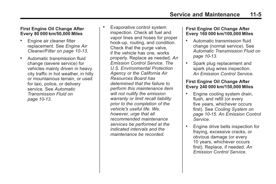 Service and maintenance 11-5 | Buick 2011 Regal User Manual | Page 321 / 360