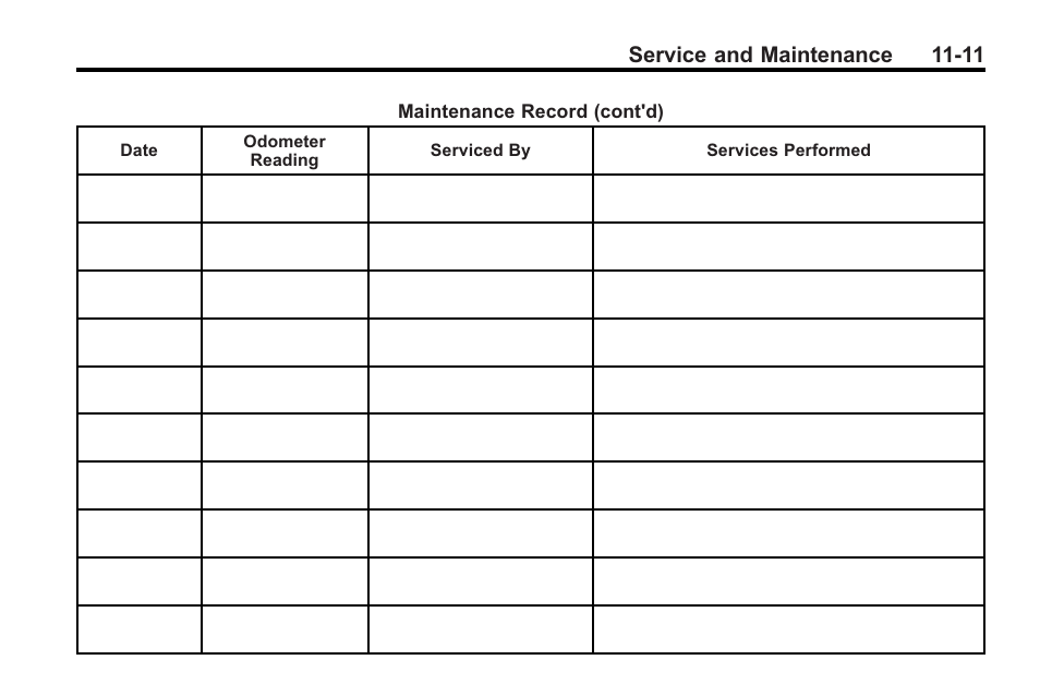 Service and maintenance 11-11 | Buick 2011 Regal User Manual | Page 327 / 360