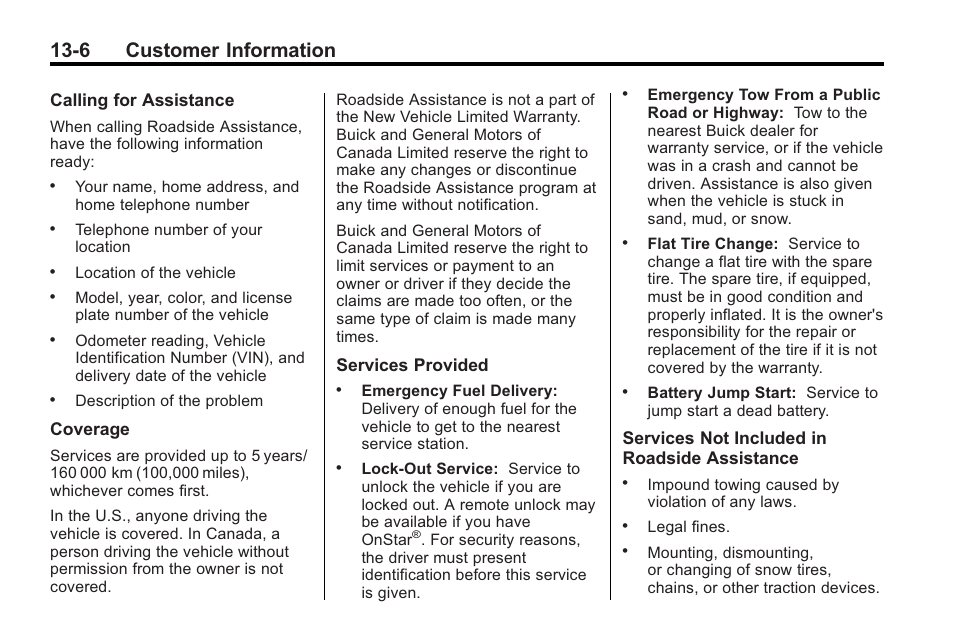 6 customer information | Buick 2011 Regal User Manual | Page 338 / 360