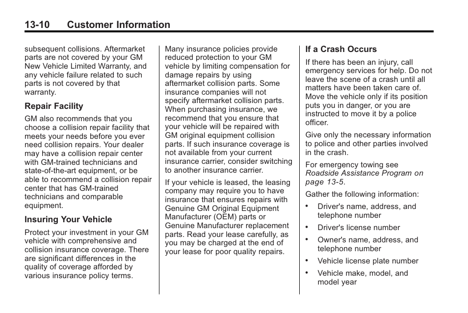 10 customer information | Buick 2011 Regal User Manual | Page 342 / 360