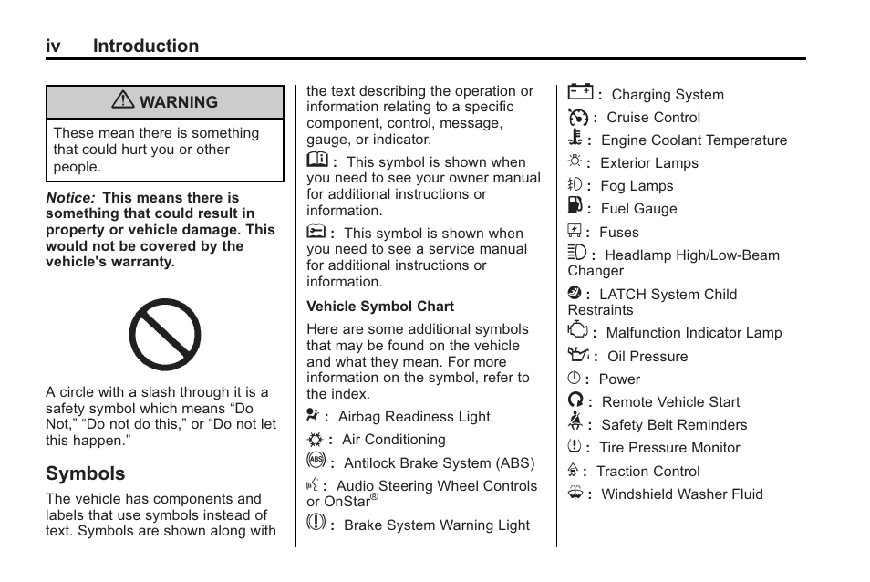 Symbols | Buick 2011 Regal User Manual | Page 4 / 360