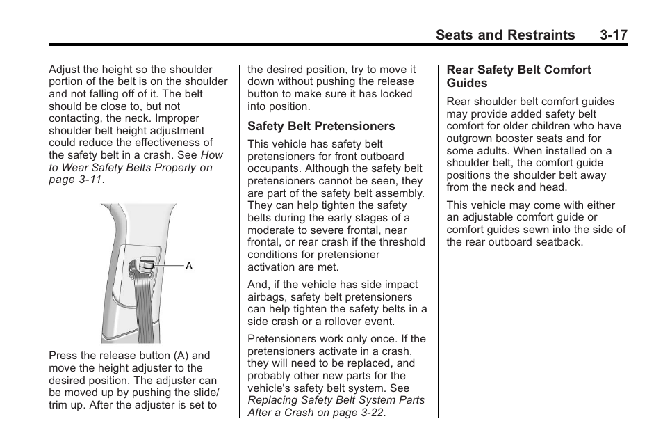 Seats and restraints 3-17 | Buick 2011 Regal User Manual | Page 59 / 360