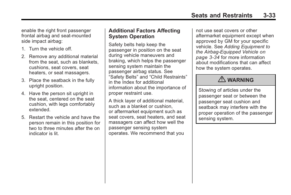 Seats and restraints 3-33 | Buick 2011 Regal User Manual | Page 75 / 360