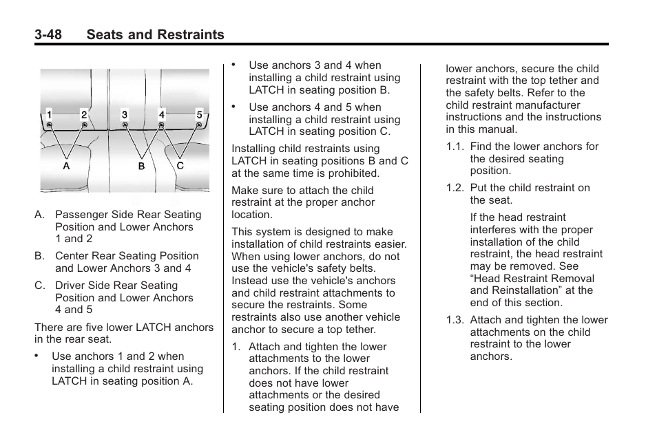 48 seats and restraints | Buick 2011 Regal User Manual | Page 90 / 360
