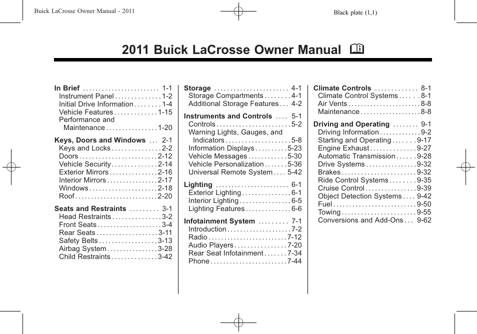 Buick 2011 Lacrosse User Manual | 446 pages