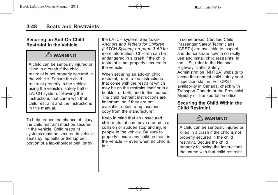 Buick 2011 Lacrosse User Manual | Page 100 / 446