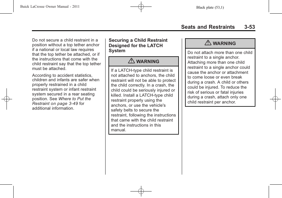 Buick 2011 Lacrosse User Manual | Page 105 / 446