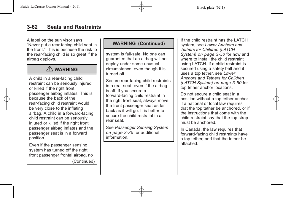 Buick 2011 Lacrosse User Manual | Page 114 / 446