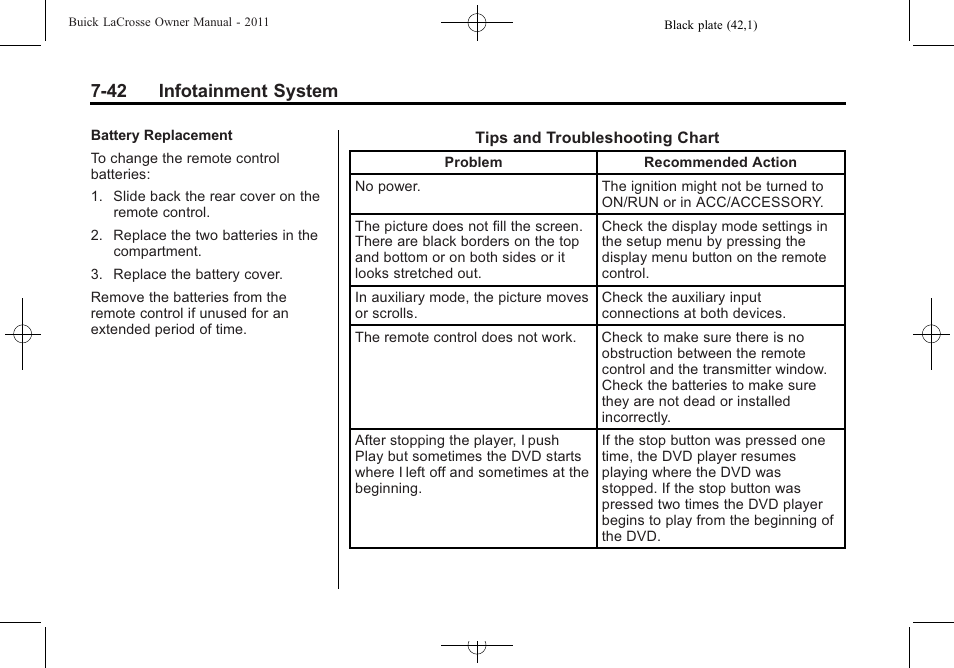 42 infotainment system | Buick 2011 Lacrosse User Manual | Page 214 / 446