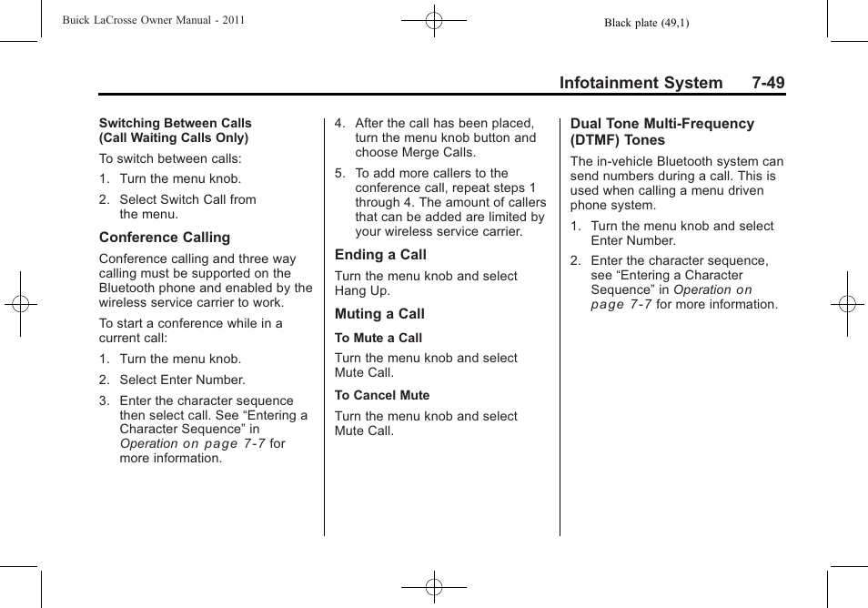 Infotainment system 7-49 | Buick 2011 Lacrosse User Manual | Page 221 / 446