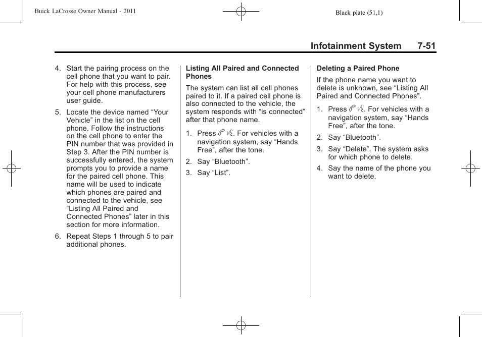 Infotainment system 7-51 | Buick 2011 Lacrosse User Manual | Page 223 / 446