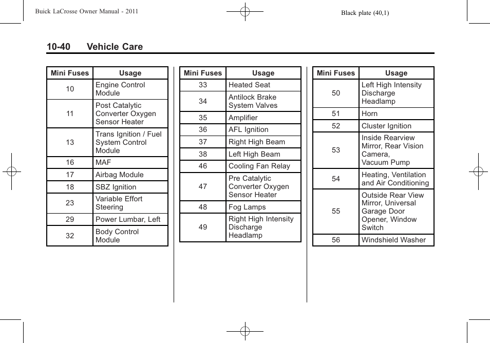 40 vehicle care | Buick 2011 Lacrosse User Manual | Page 340 / 446