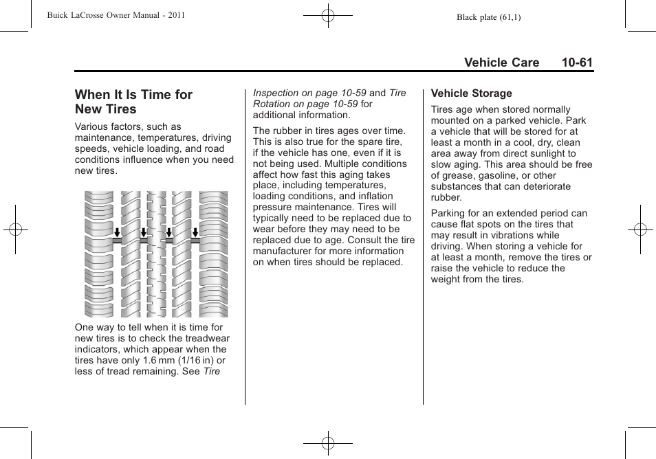 When it is time for new tires, When it is time for new, Tires -61 | Buick 2011 Lacrosse User Manual | Page 361 / 446