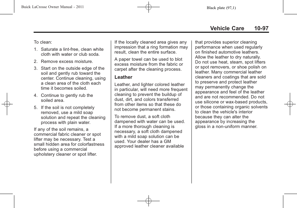 Vehicle care 10-97 | Buick 2011 Lacrosse User Manual | Page 397 / 446