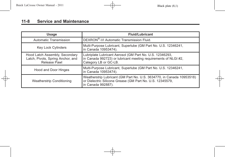 8 service and maintenance | Buick 2011 Lacrosse User Manual | Page 408 / 446