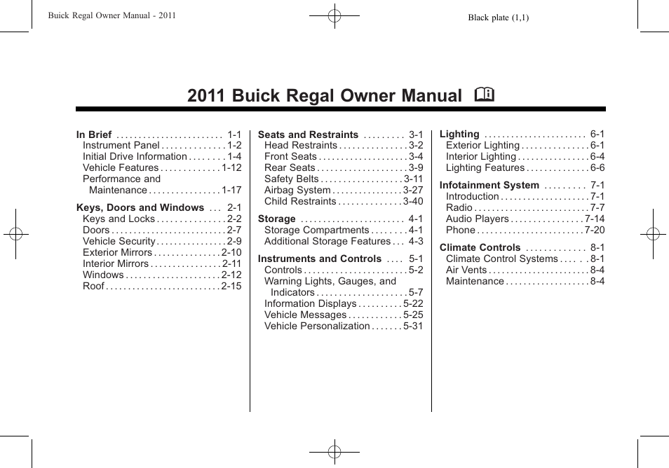 Buick REGAL 2011 User Manual | 368 pages