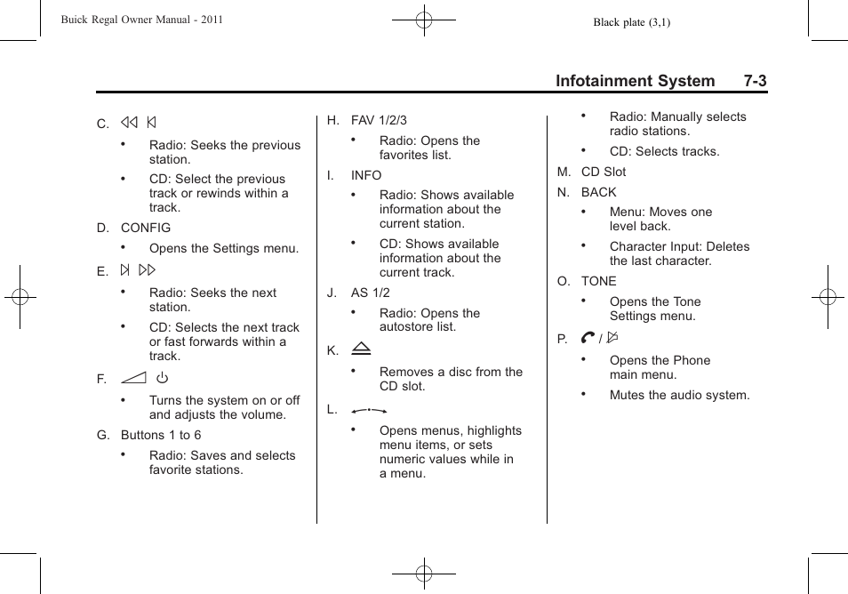 Infotainment system 7-3 | Buick REGAL 2011 User Manual | Page 153 / 368