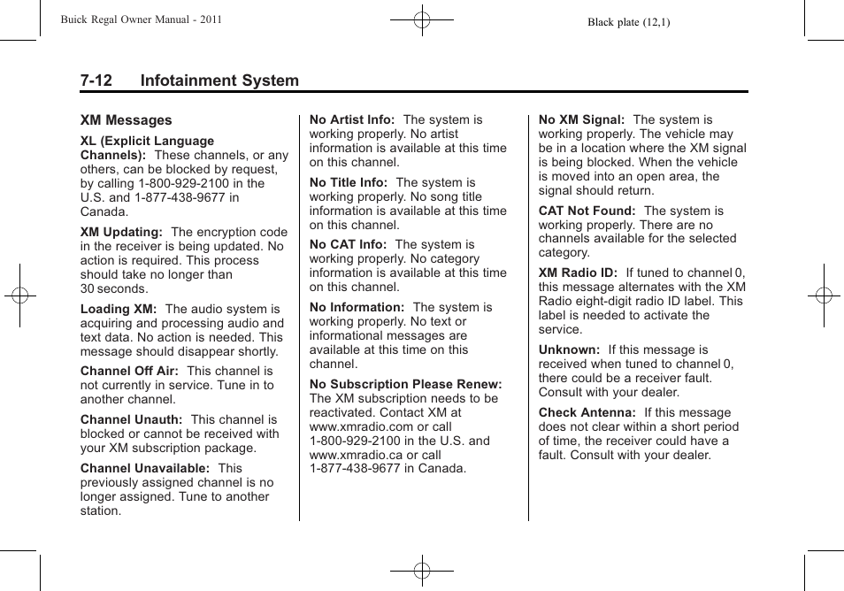 12 infotainment system | Buick REGAL 2011 User Manual | Page 162 / 368