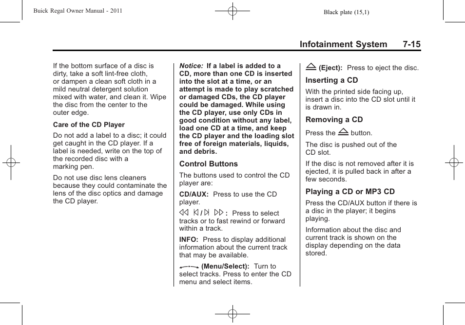 Buick REGAL 2011 User Manual | Page 165 / 368