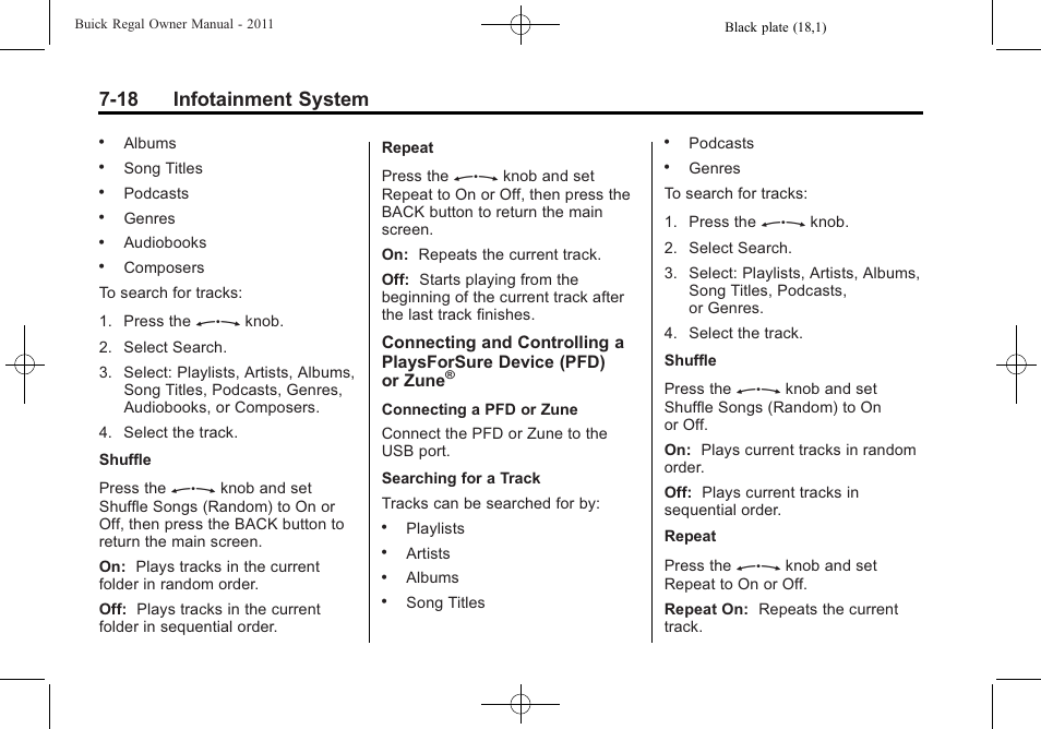 18 infotainment system | Buick REGAL 2011 User Manual | Page 168 / 368