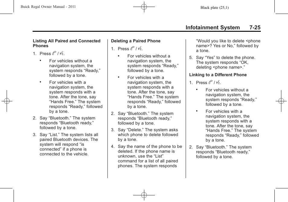 Infotainment system 7-25 | Buick REGAL 2011 User Manual | Page 175 / 368