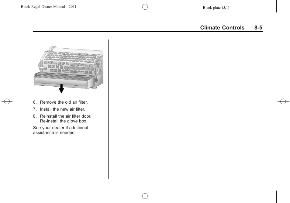 Climate controls 8-5 | Buick REGAL 2011 User Manual | Page 189 / 368