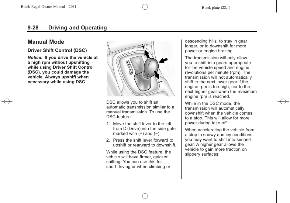 Manual mode, Manual mode -28 | Buick REGAL 2011 User Manual | Page 218 / 368