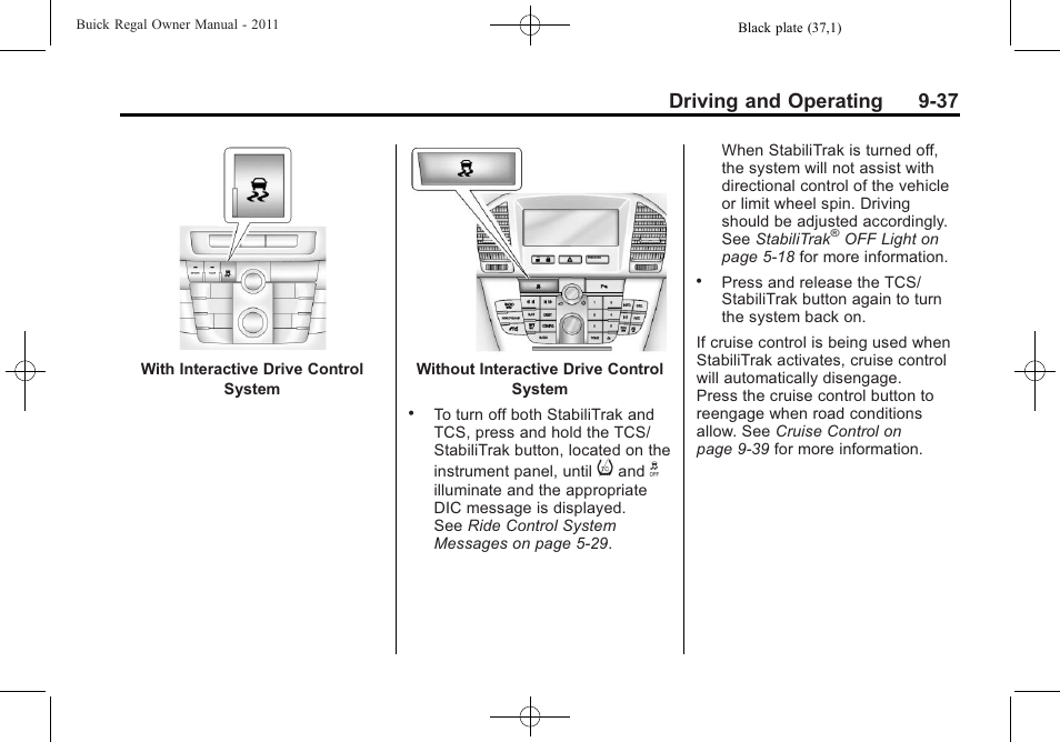 Driving and operating 9-37 | Buick REGAL 2011 User Manual | Page 227 / 368