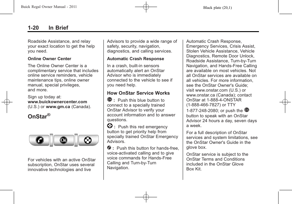 Onstar | Buick REGAL 2011 User Manual | Page 24 / 368