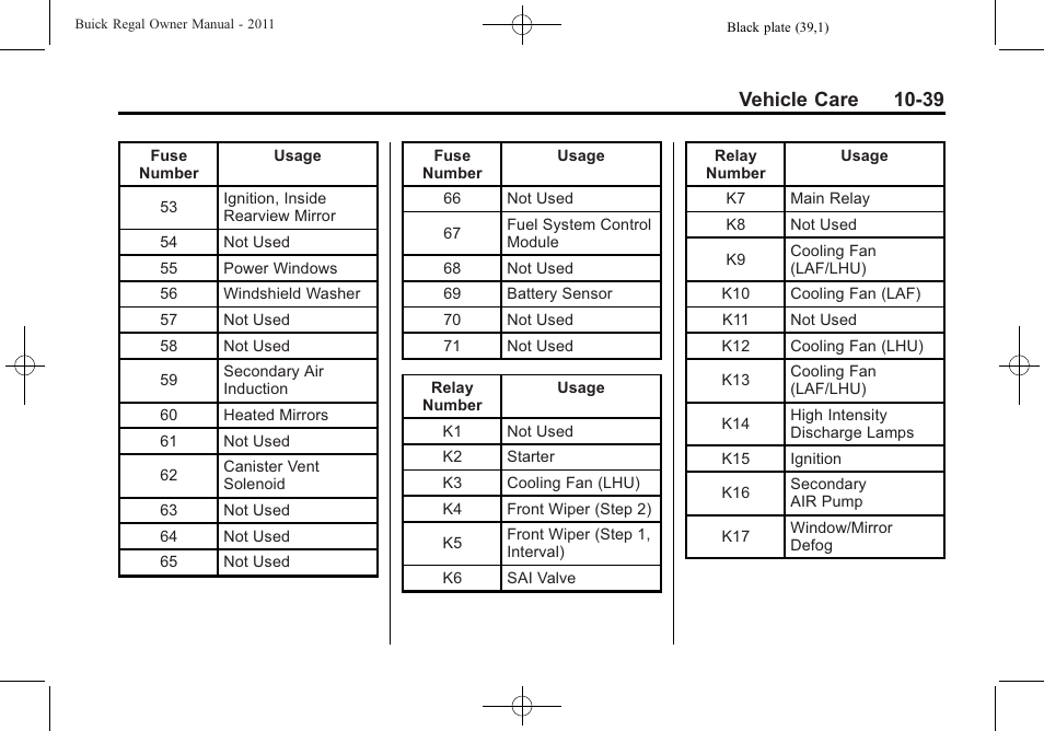 Vehicle care 10-39 | Buick REGAL 2011 User Manual | Page 279 / 368