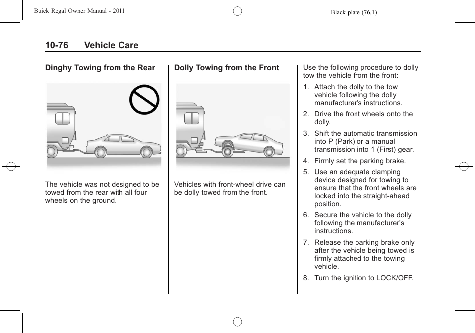 76 vehicle care | Buick REGAL 2011 User Manual | Page 316 / 368