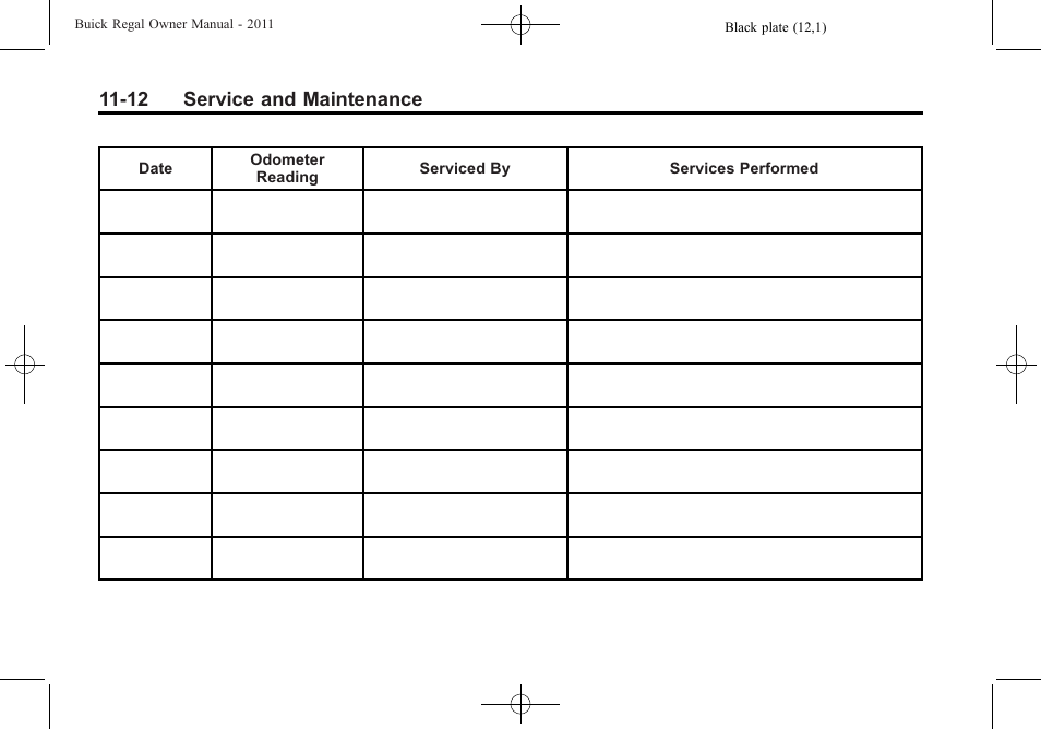 12 service and maintenance | Buick REGAL 2011 User Manual | Page 336 / 368