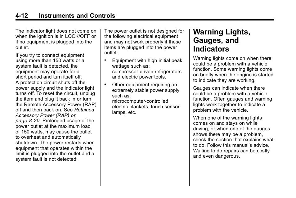Warning lights, gauges, and indicators, Gauges, and, Warning lights, gauges, and | Indicators -12, 12 instruments and controls | Buick 2010 Lacrosse User Manual | Page 100 / 420