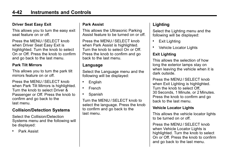 42 instruments and controls | Buick 2010 Lacrosse User Manual | Page 130 / 420