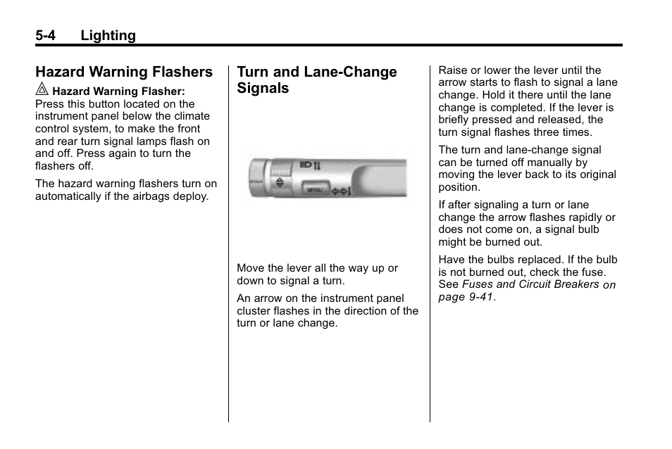 Hazard warning flashers, Turn and lane-change signals, Hazard warning flashers -4 turn and lane-change | Signals -4 | Buick 2010 Lacrosse User Manual | Page 144 / 420