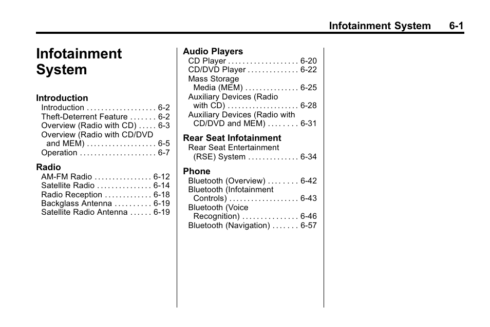 Infotainment system, Infotainment system -1, Infotainment system 6-1 | Buick 2010 Lacrosse User Manual | Page 149 / 420