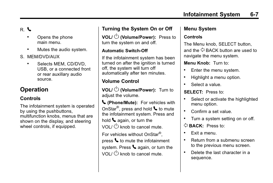 Operation, Operation -7, Rse) system | Infotainment system 6-7 | Buick 2010 Lacrosse User Manual | Page 155 / 420