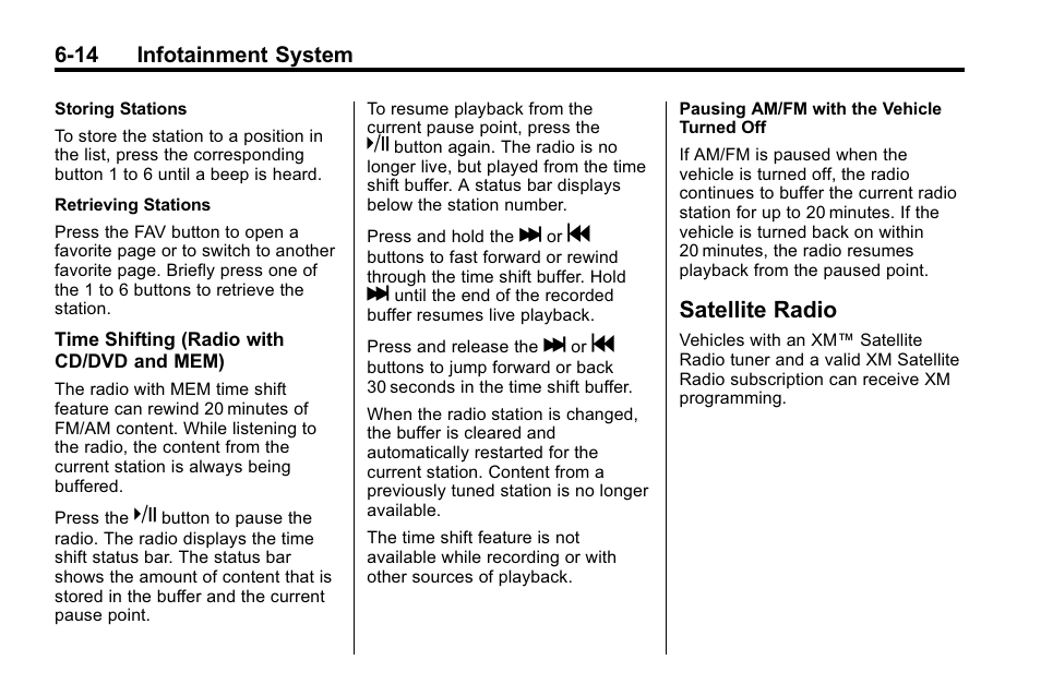 Satellite radio, Satellite radio -14 | Buick 2010 Lacrosse User Manual | Page 162 / 420