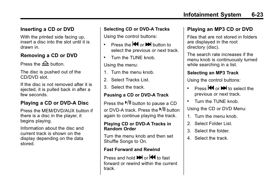 Infotainment system 6-23 | Buick 2010 Lacrosse User Manual | Page 171 / 420