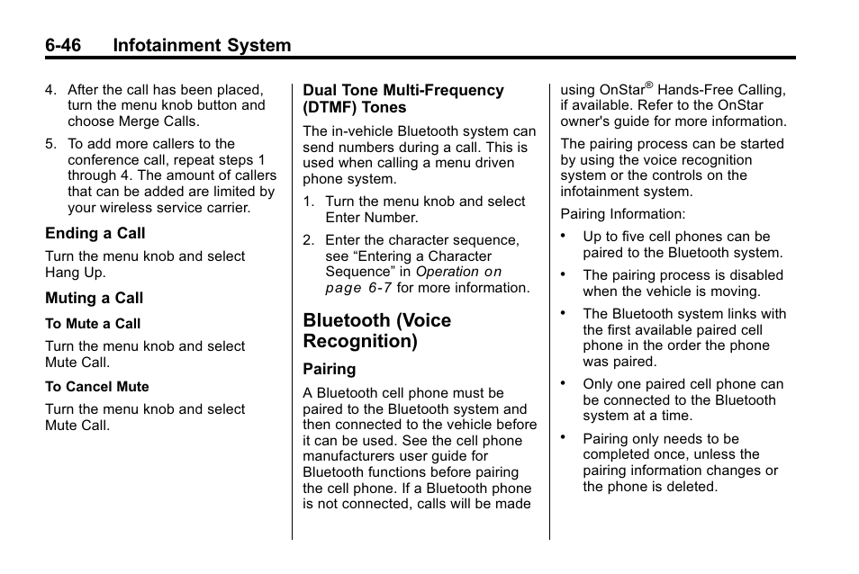 Bluetooth (voice recognition), Bluetooth (voice, Recognition) -46 | 46 infotainment system | Buick 2010 Lacrosse User Manual | Page 194 / 420