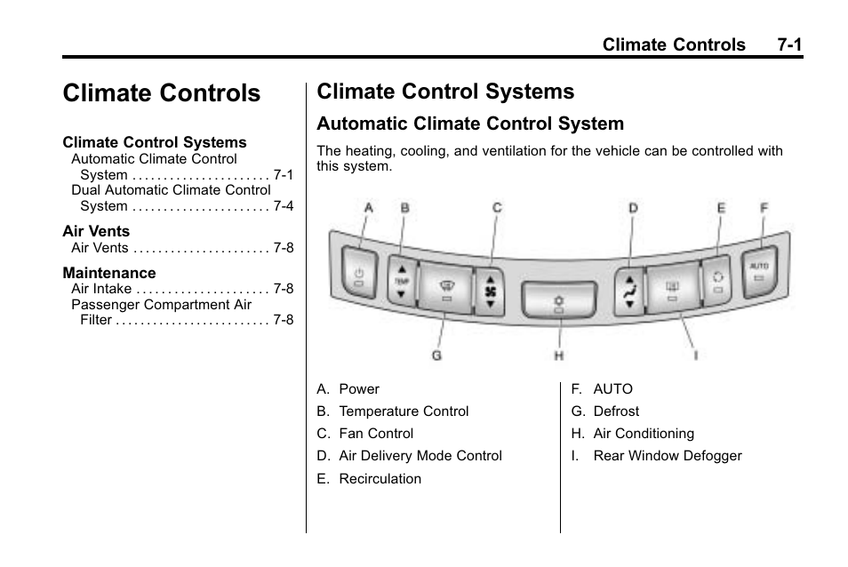 Climate controls, Climate control systems, Automatic climate control system | Climate controls -1, Climate control systems -1, Automatic climate control | Buick 2010 Lacrosse User Manual | Page 215 / 420