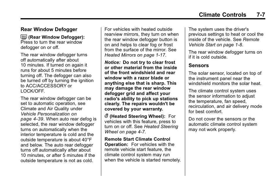 Climate controls 7-7 | Buick 2010 Lacrosse User Manual | Page 221 / 420