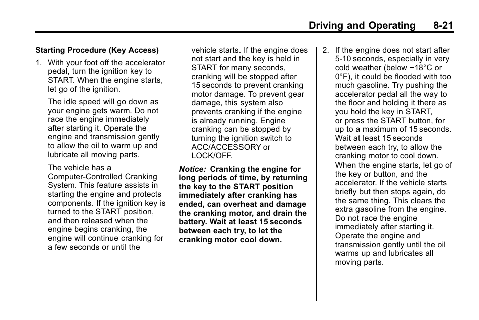 Driving and operating 8-21 | Buick 2010 Lacrosse User Manual | Page 245 / 420